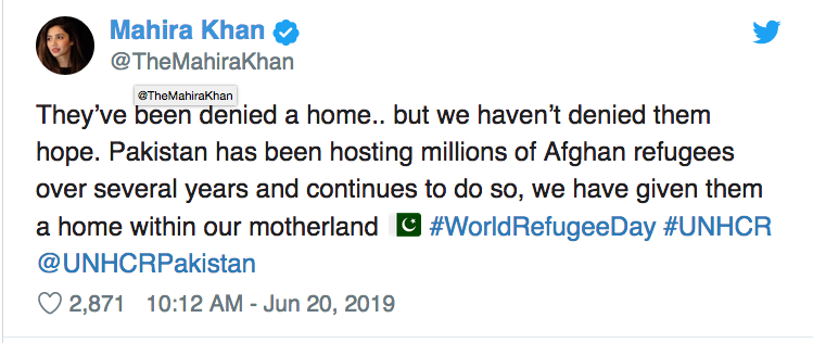Mahira Khan lends support to Afghans living in Pakistan on World Refugee Day 