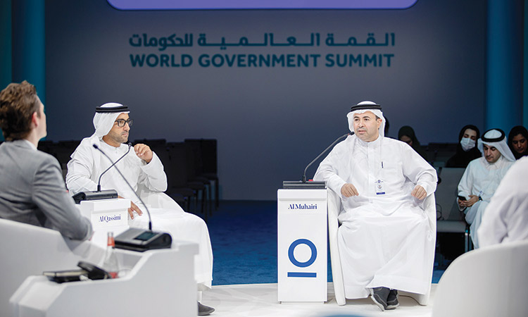 Sheikh Fahim Al Qasimi and Dr Abdulaziz Al Muhairi during the session.