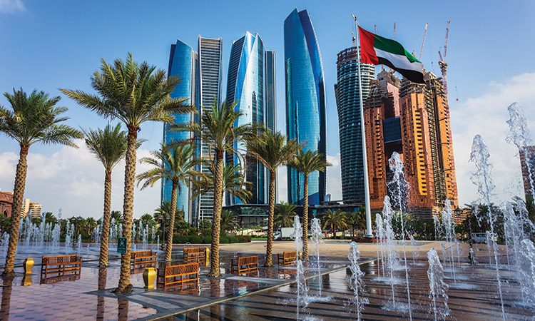 A grand view of the skyscrapers in Abu Dhabi.