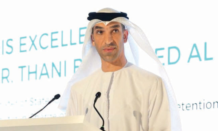 Dr Thani Bin Ahmed Al Zeyoudi speaks during the event.