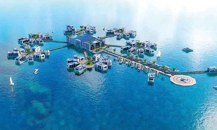 The prestigious Kempinski Floating Palace project features a floating hotel surrounded by 48 luxury mobile villas.