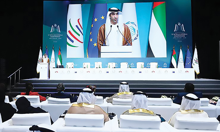 Dr Thani Bin Ahmed Al Zeyoudi speaks during the WTO’s 13th Ministerial Conference at Adnec in Abu Dhabi.
