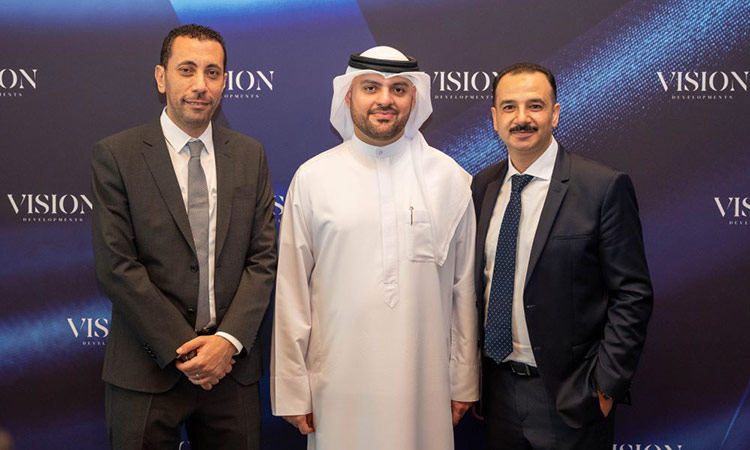 Masoud Al Zarouni (centre), with his team members during an event in Dubai.