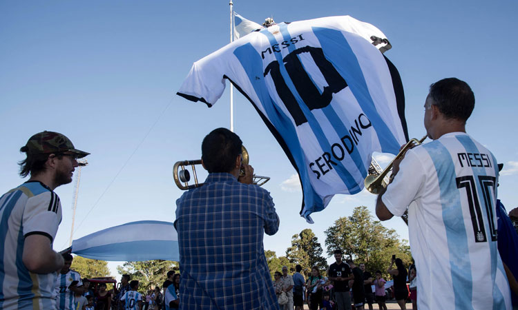 Soccer legend Maradona is cheering Lionel Messi from heaven