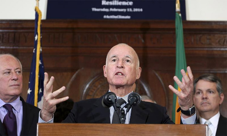 Jerry Brown speaks during a media briefing in California. Reuters