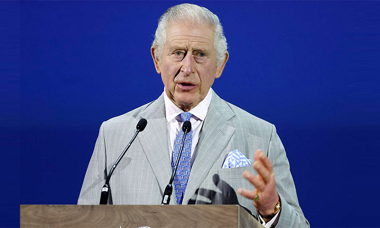 King Charles III speaks during the COP28 UN Climate Summit in Dubai.