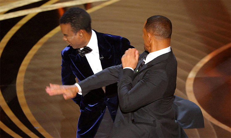 Will Smith hits Chris Rock onstage during the 94th Academy Awards in Hollywood, Los Angeles, California. File/Reuters