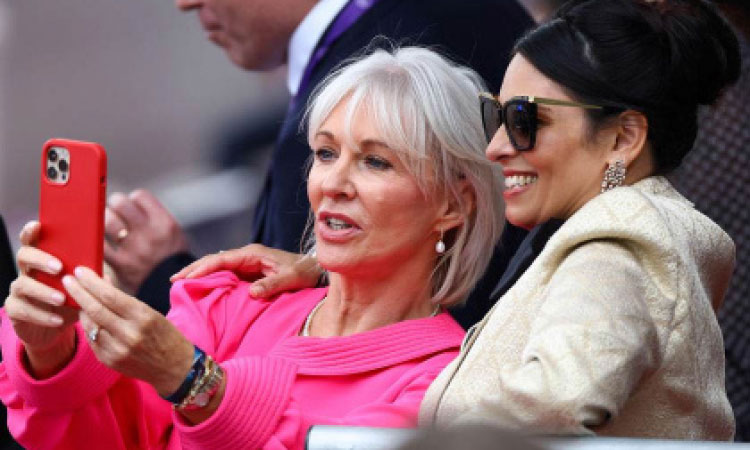 Nadine Dorries and Priti Patel at the BBC Platinum Party at the Palace.  File/Reuters