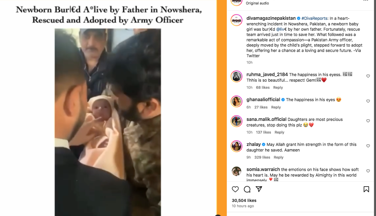 Infant girl buried alive by father miraculously rescued, gets adopted by a Pakistani army officer