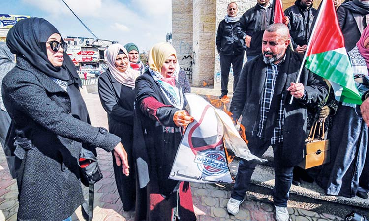 Palestinians protest against  Trump’s proposed peace plan