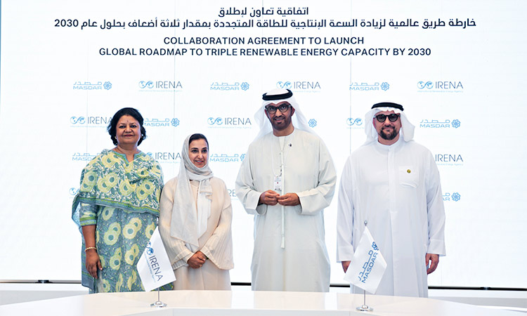 Masdar, IRENA   to triple global   renewable   energy capacity