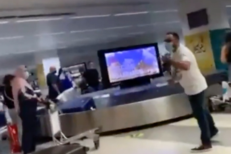 Angry passengers argue with authorities at Beirut International Airport over late baggage arrival