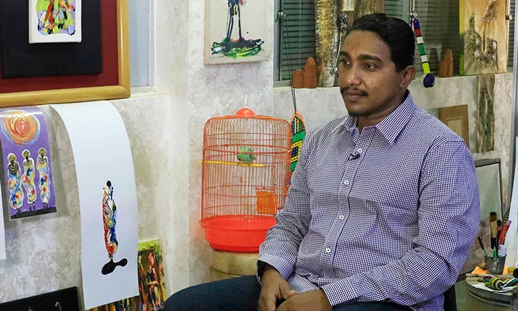 Natural artist: Sudan painter uses tea and coffee to make colours