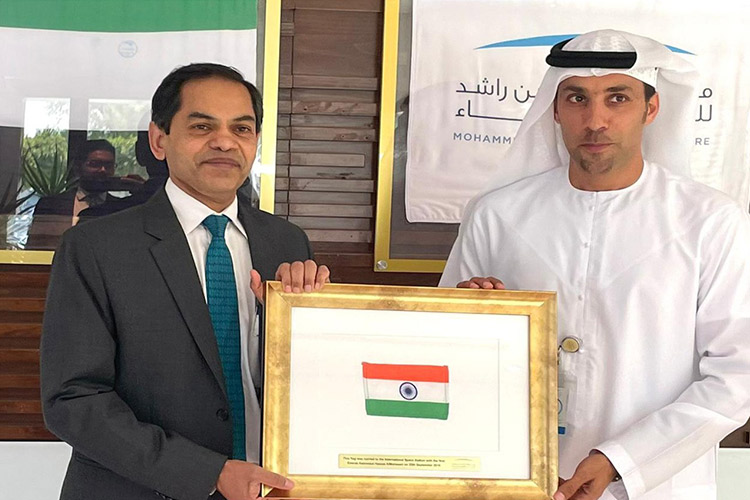 Indian ambassador receives tricolour carried to space station by Emirati astronaut in 2019