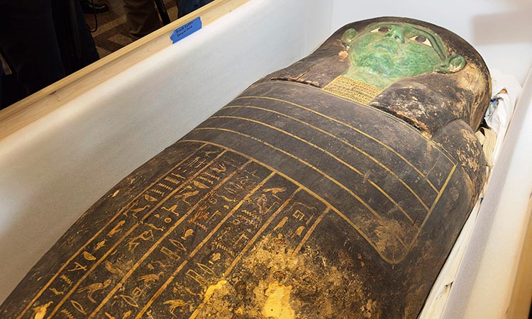 Looted ancient sarcophagus returned to Egypt from US