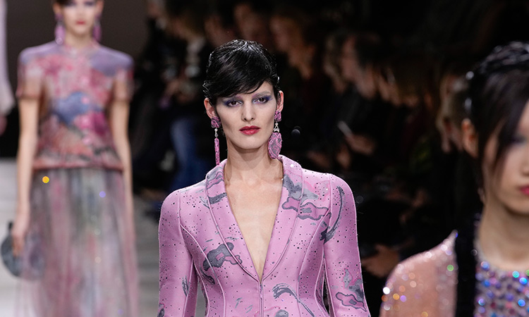 Giorgio Armani shows shimmery gowns on haute couture runway in Paris