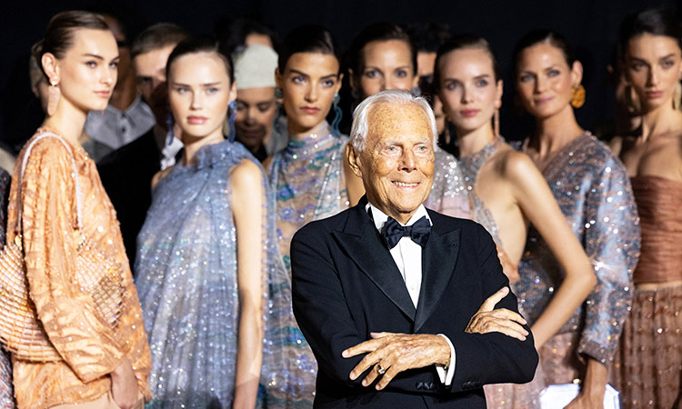 Giorgio Armani takes fashionistas 'on a journey' at NY fashion show