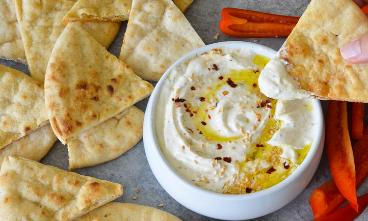 Whipped feta and sun-dried tomato dip