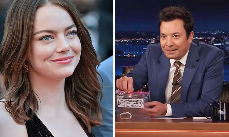 Jimmy Fallon treasures bracelet made for him and given as a gift by Emma Stone