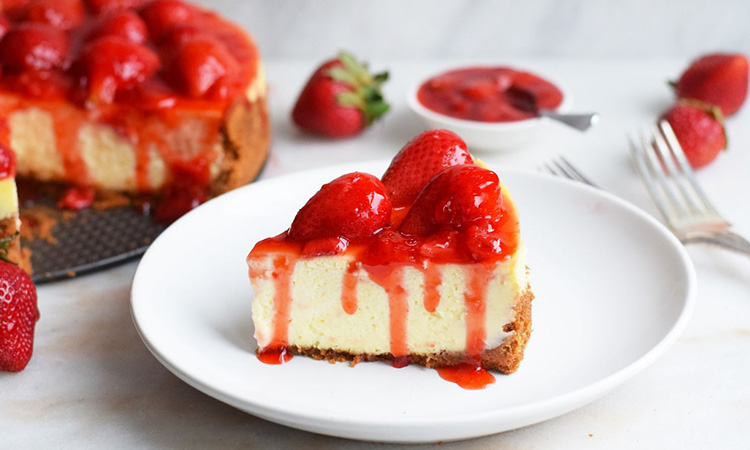 Strawberry and basil cheesecake