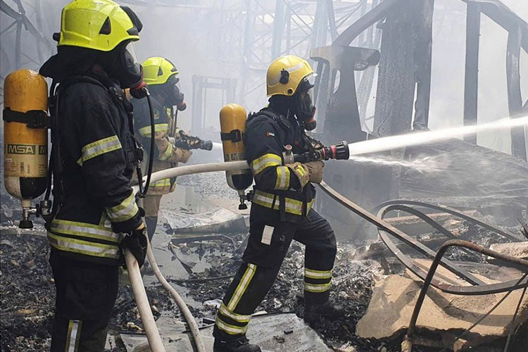 Abu Dhabi Civil Defence teams douse fire in Musaffah electronics warehouse