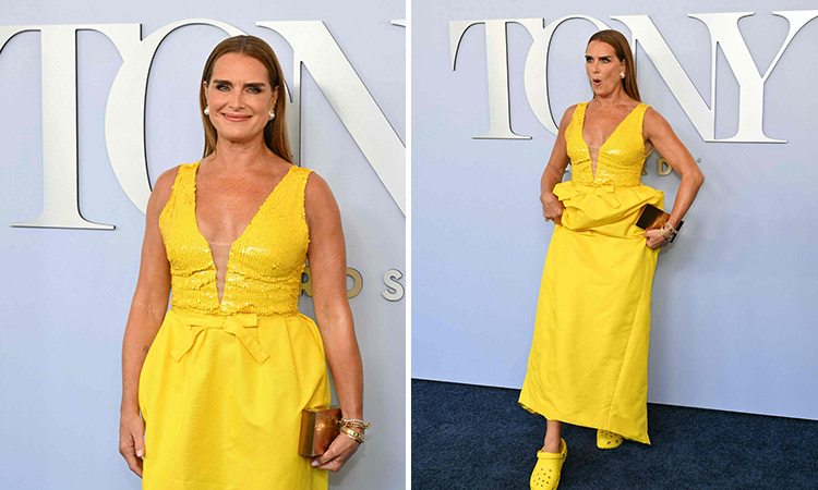 Brooke Shields wears yellow Crocs to 2024 Tony Awards