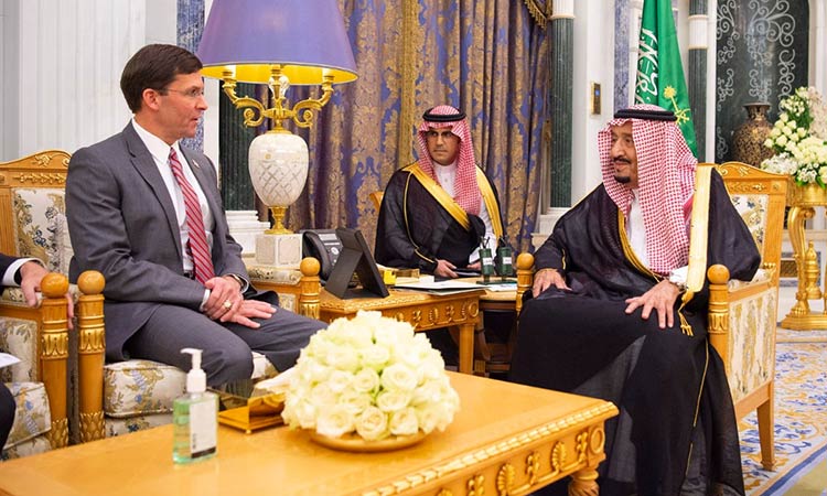 Saudi King Salman meets Pentagon chief Mark Esper