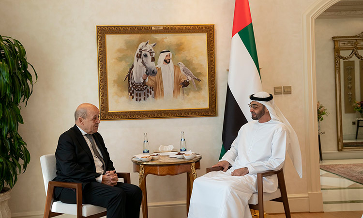 Mohamed, Le Drian discuss ways to enhance UAE-France relations