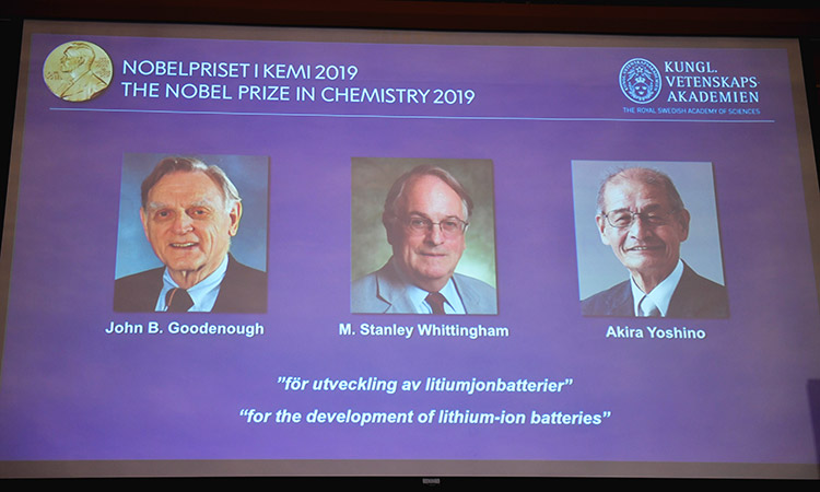 US-UK-Japan trio win chemistry Nobel for lithium-ion battery