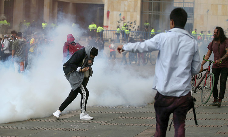 Protesters tear-gassed in Bogota as Colombians continue protest