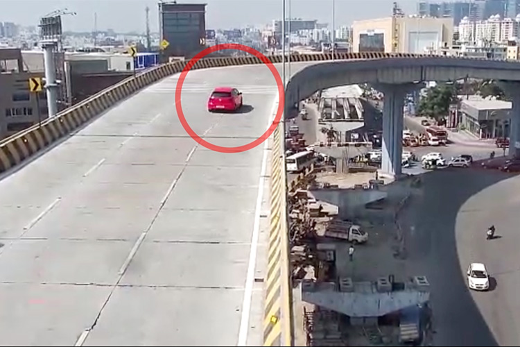 VIDEO: Here is what caused the car to fall off Indian flyover