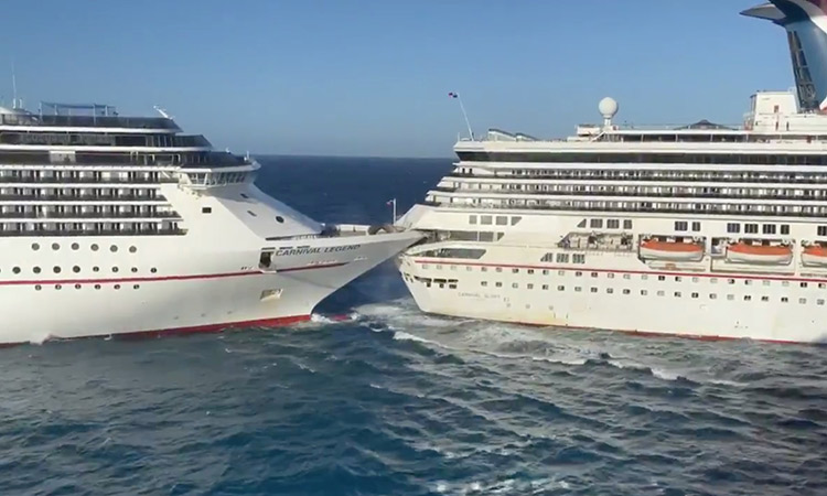 VIDEO: Six injured as giant cruise ships collide off Mexico