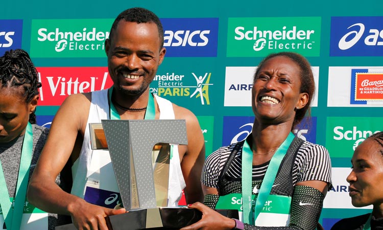 Ethiopia sweeps Paris marathon; Calvin smashes French record