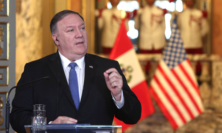 Pompeo in Peru to maintain regional pressure on Venezuela's Maduro