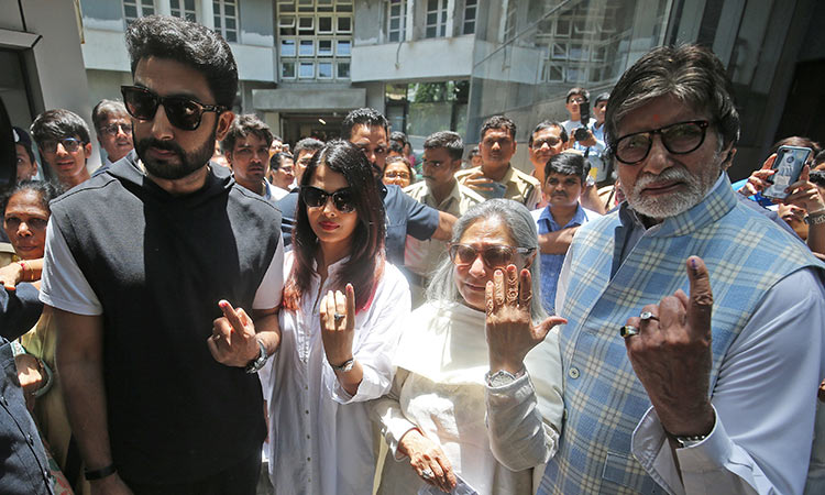 Bollywood stars vote with pride, show off inked finger