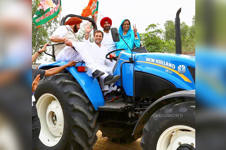 Watch Congress President Rahul Gandhi rides a tractor at a farm in Punjab