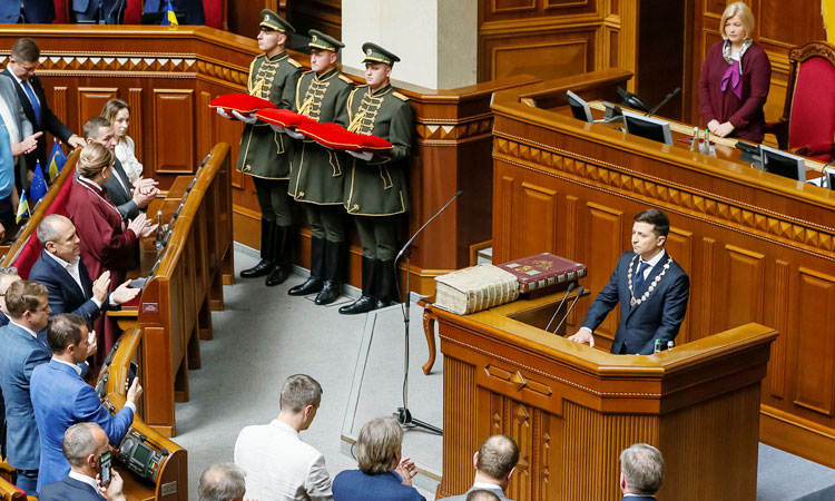 Comedian Volodymyr Zelensky takes office as Ukraine’s president