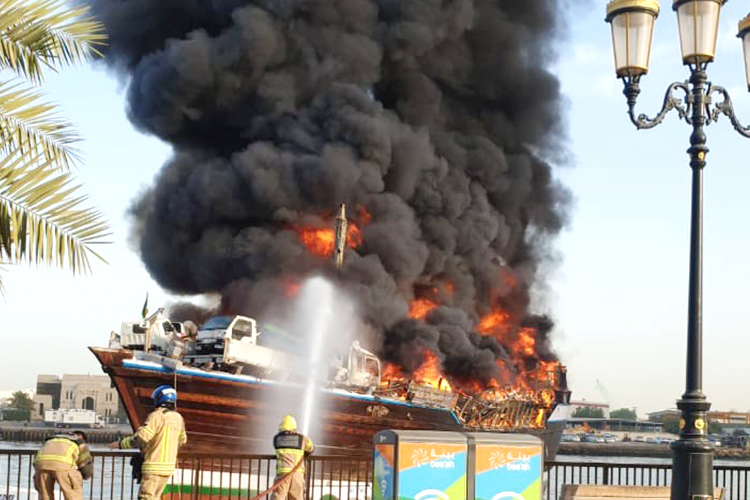 Watch how 13 Indian crew were rescued from burning dhow by Sharjah Civil Defence