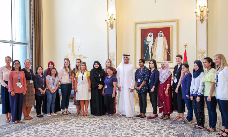 Sheikh Saud receives RAK Academy school delegation