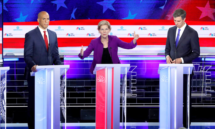 Democrats clash on healthcare, border in first US presidential debate