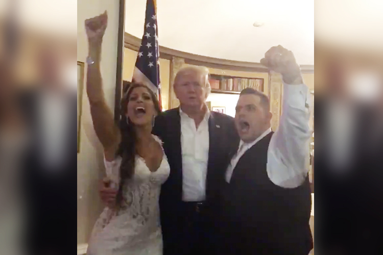 Video: Donald Trump makes surprise visit to fans’ wedding in New Jersey