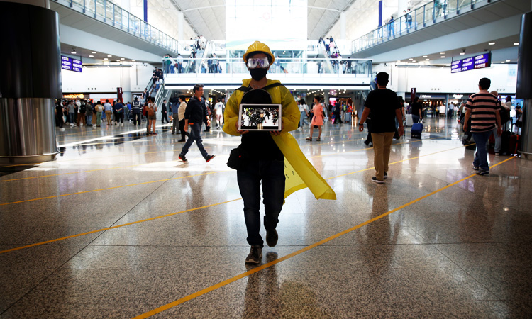 Protesters calling for ‘free Hong Kong’ converge on airport