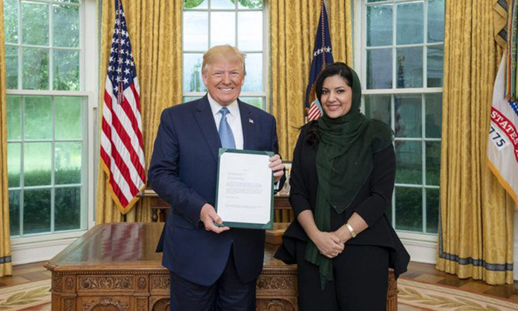 Saudi Arabia's ambassador Princess Reema meets Trump, presents credentials