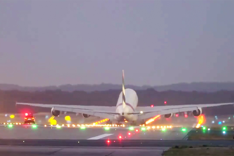 Watch how a car chases an Emirates A380 on the runway during takeoff