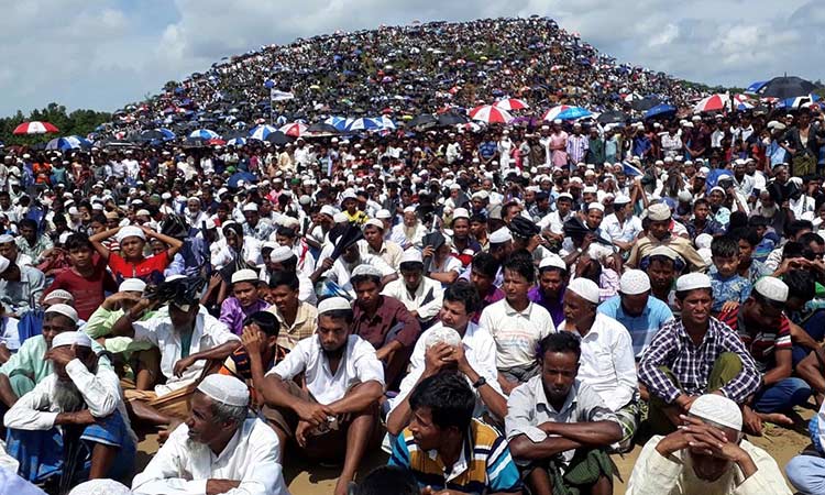 Rohingya refugees protest exodus, demand rights in Myanmar