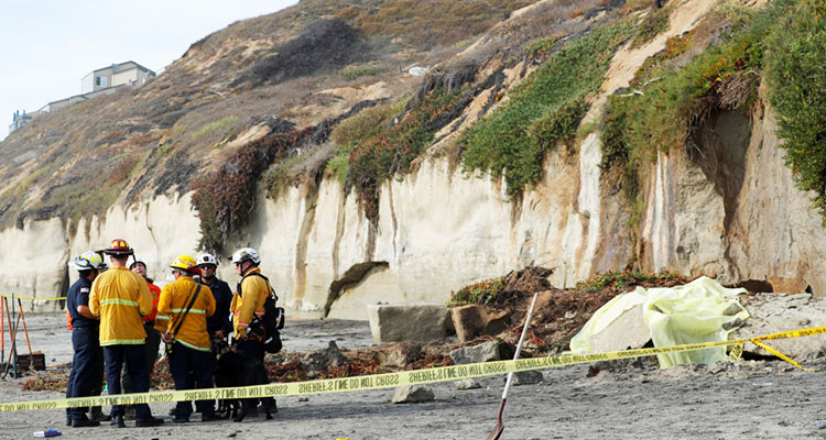 Three dead as sea cliff falls on California beachgoers