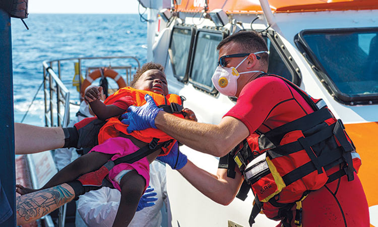 Rescued migrants arrive in Malta