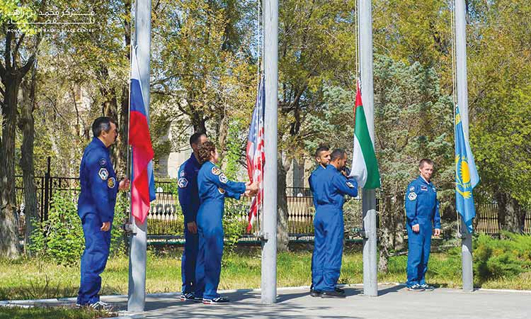 Emirati astronauts raise UAE flag in Baikonur