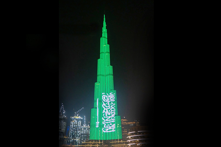  VIDEO: Burj Khalifa lit up in Saudi flag colours to mark the Kingdom’s National Day 