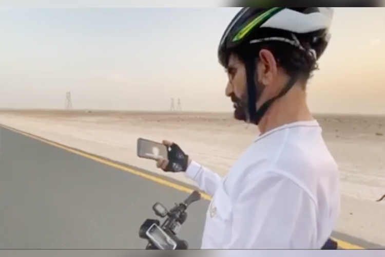 Video: Sheikh Mohammed watched Hazzaa’s lift-off from a cycling track in Dubai 